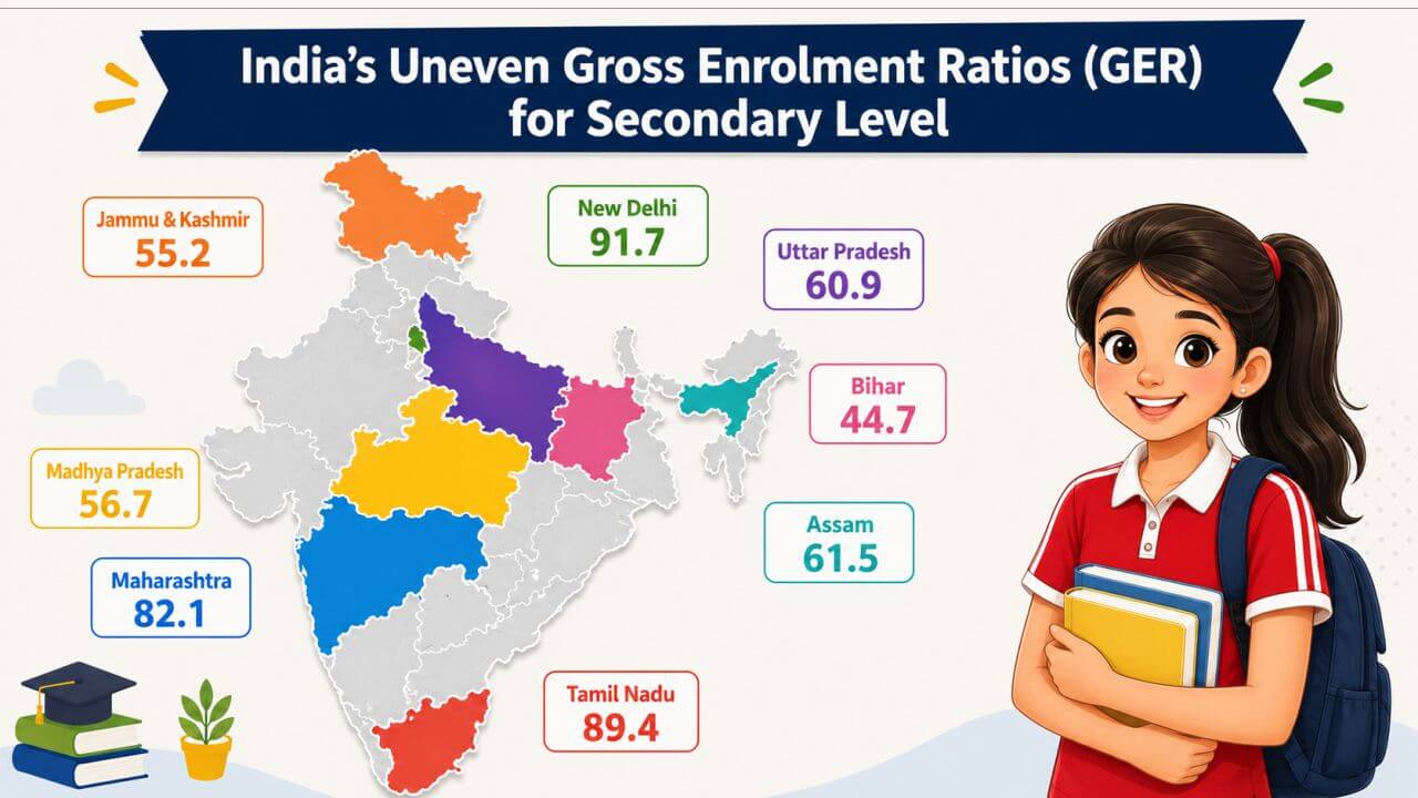 India’s Uneven Gross Enrolment Ratios (GER) for Secondary Level